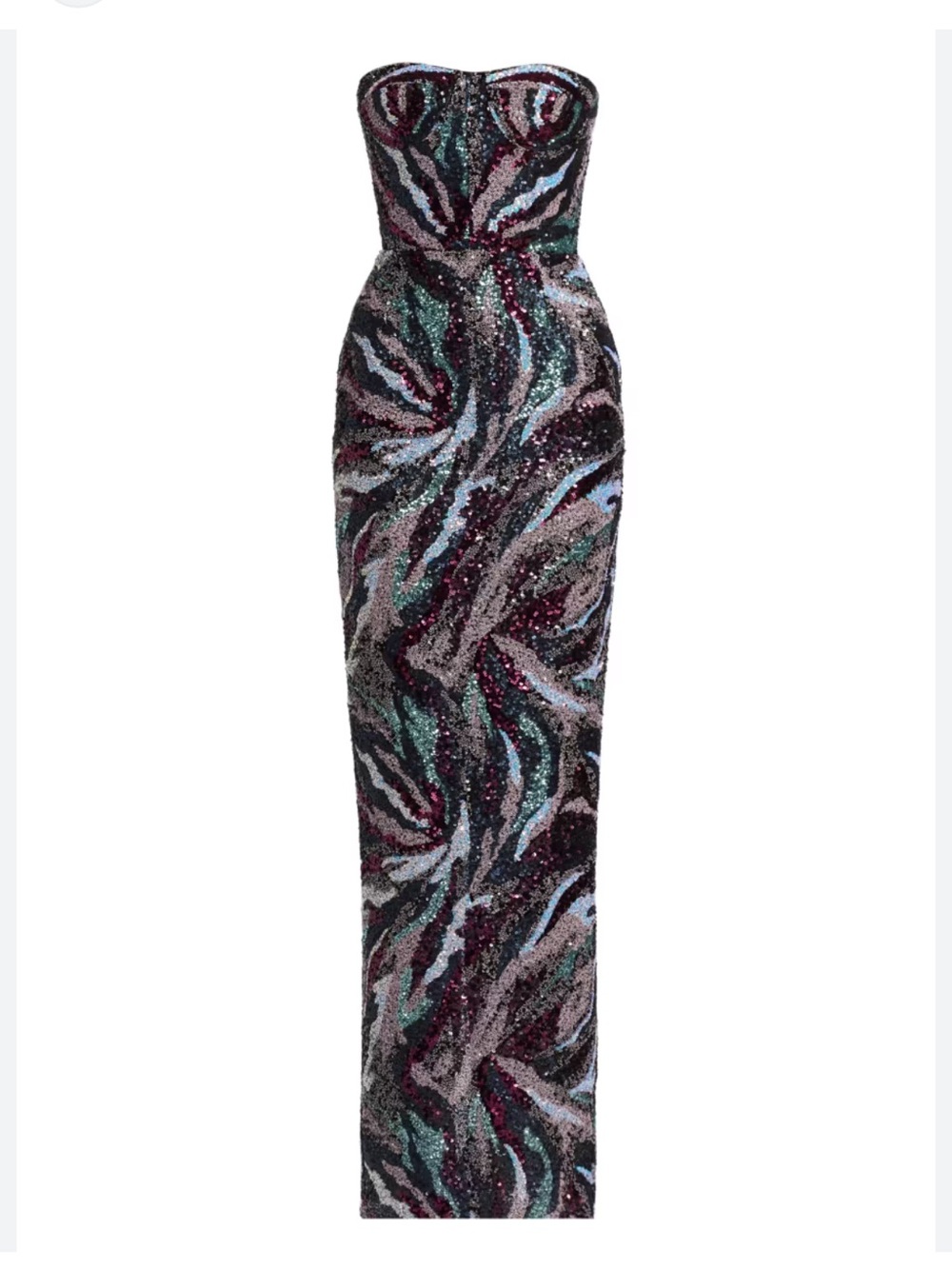 Bronx and Banco Strapless Sequined Maxi Skirt in Teal, Purple & Black